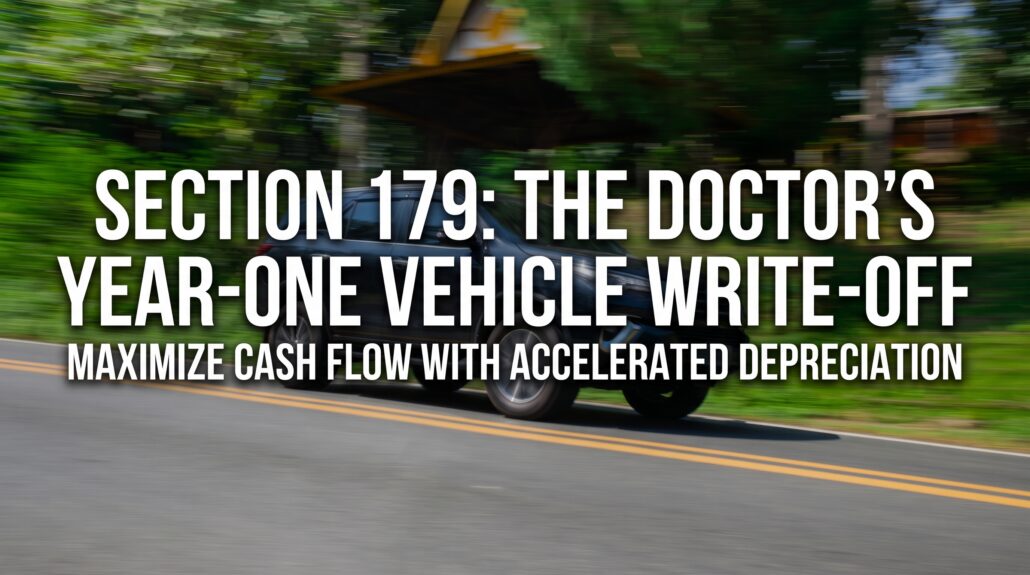 Dark SUV in motion representing Section 179 heavy vehicle tax deduction for physicians